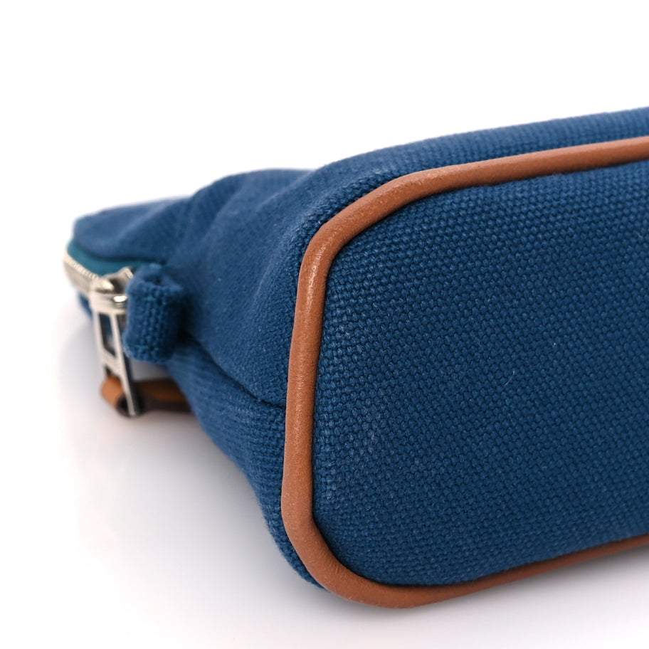 Hermes Cotton Canvas Mini Mini Bolide Travel Cosmetic Pouch Bleu De Prusse Image 7
