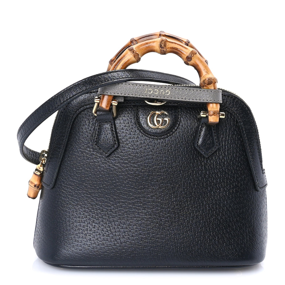 Gucci Textured Dollar Calfskin Mini Diana Dome Tote Bag  Black Dusty Grey Image 1
