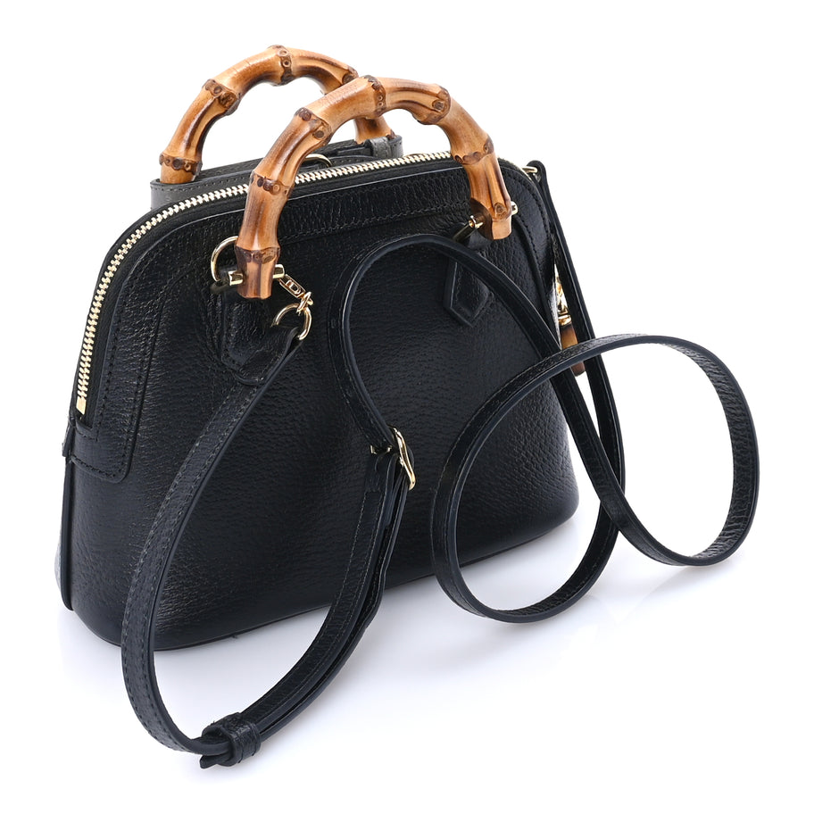 Gucci Textured Dollar Calfskin Mini Diana Dome Tote Bag  Black Dusty Grey Image 2