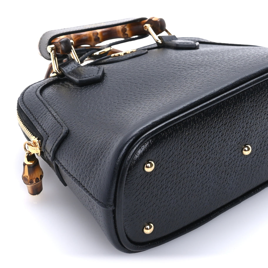 Gucci Textured Dollar Calfskin Mini Diana Dome Tote Bag  Black Dusty Grey Image 7