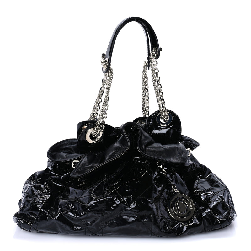  Christian Dior Patent Cannage Medium Le Trente Tote Black