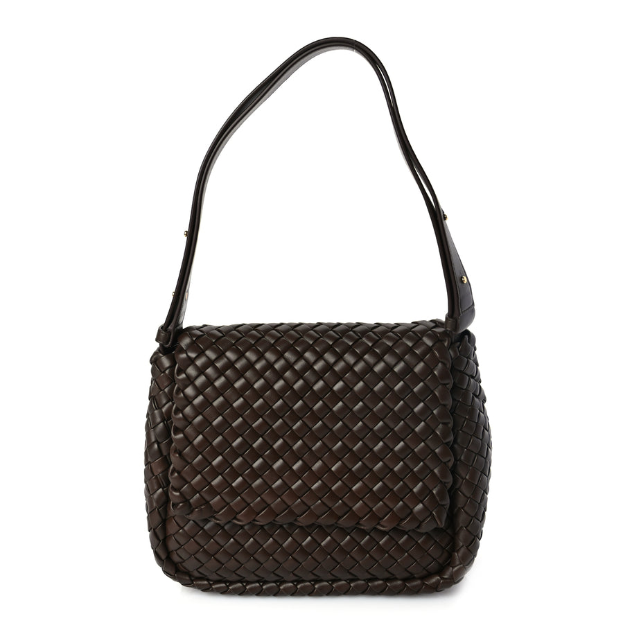 Bottega Veneta Nappa Intreccicio Padded Small Cobble Shoulder Bag Light Brown Image 1