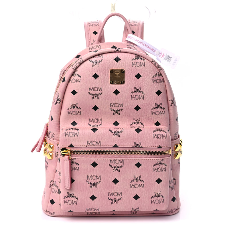  MCM Visetos Small Side Stud Stark Backpack  Soft Pink