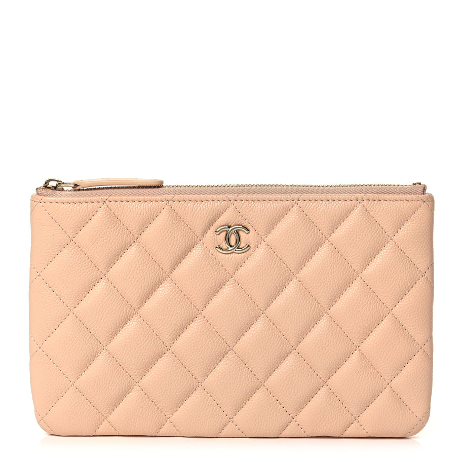 Chanel Caviar Quilted Cosmetic Case Beige Image 1