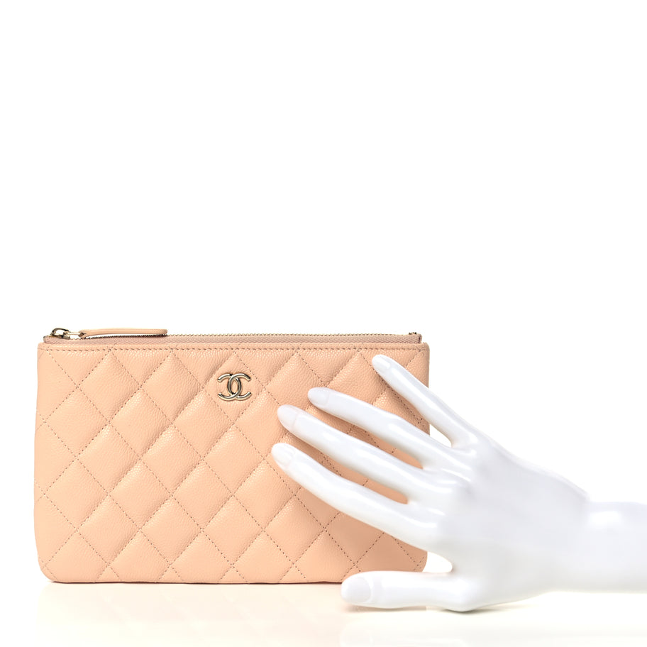Chanel Caviar Quilted Cosmetic Case Beige Image 2
