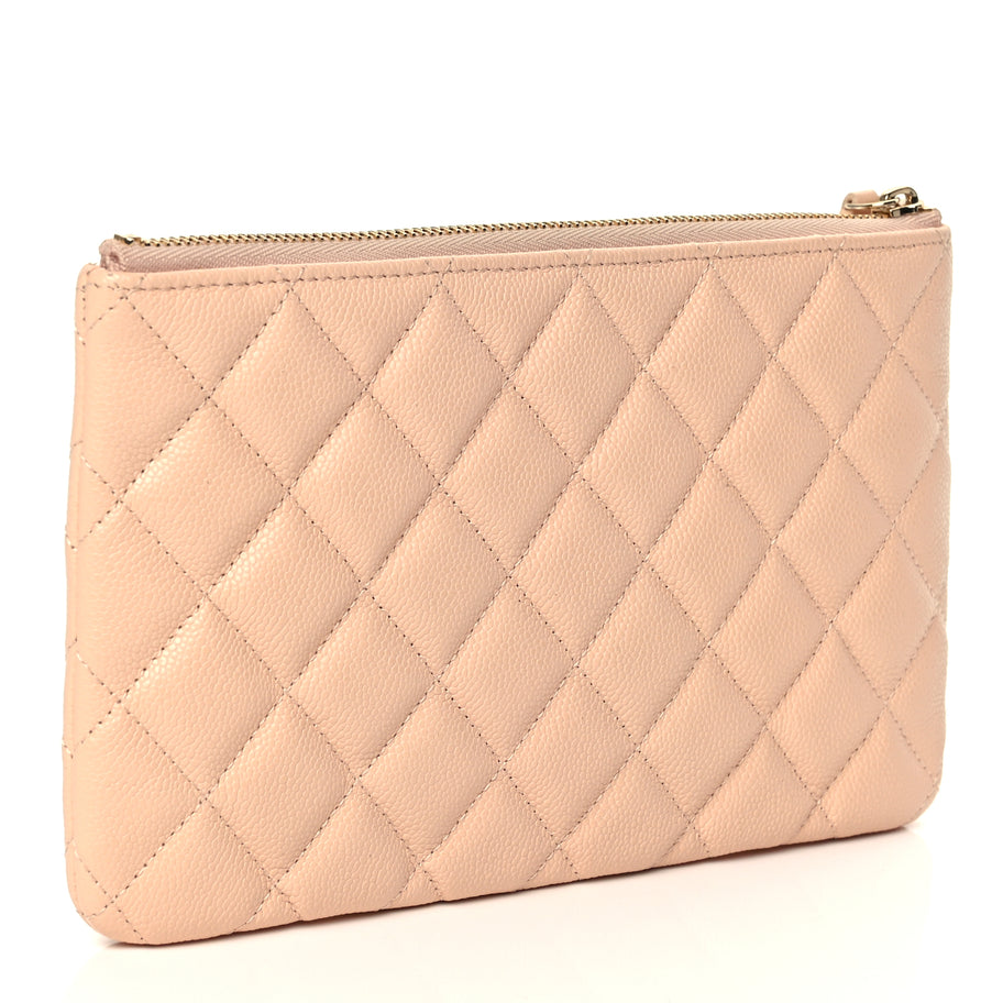 Chanel Caviar Quilted Cosmetic Case Beige Image 3