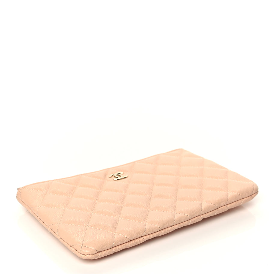 Chanel Caviar Quilted Cosmetic Case Beige Image 4