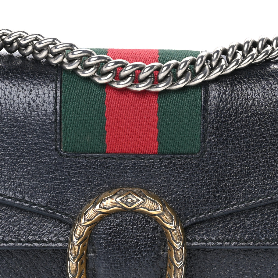 Gucci Calfskin Web Mini Dionysus Shoulder Bag Black Image 6