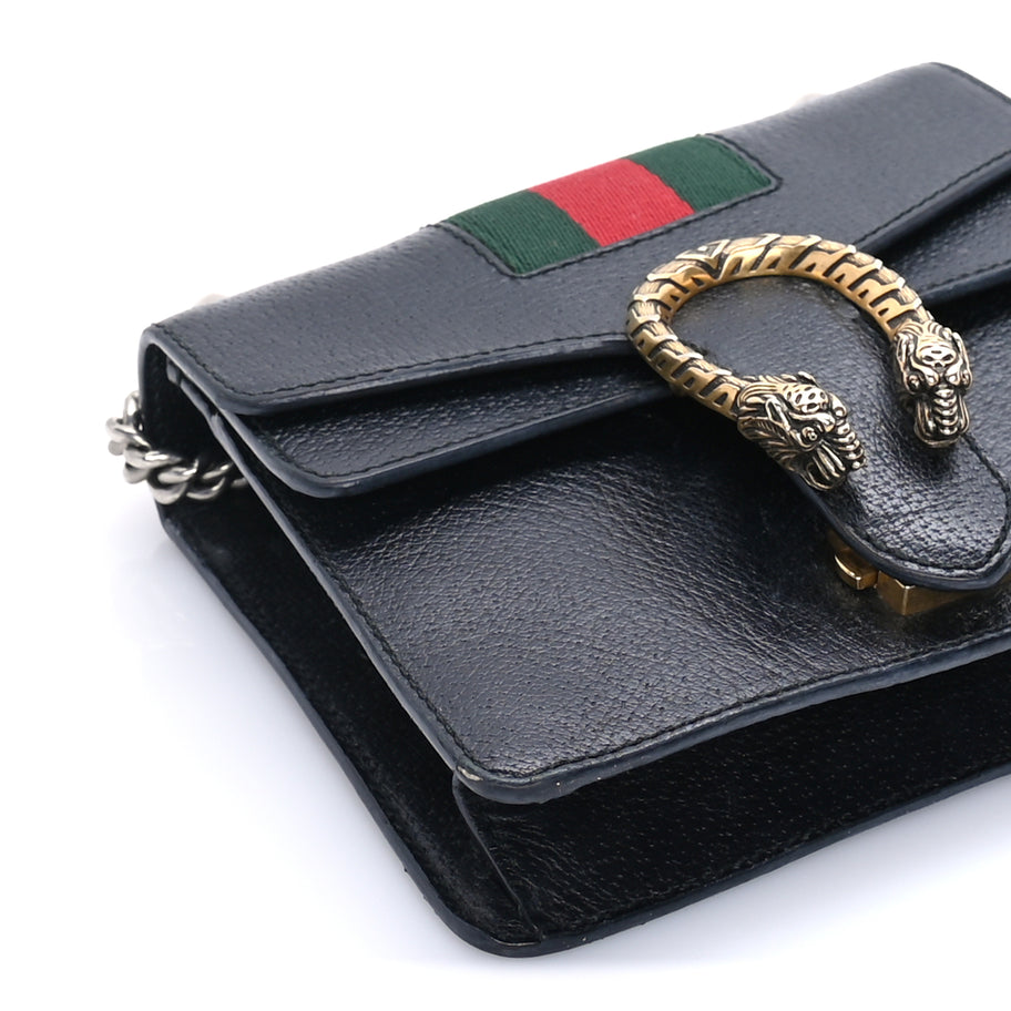 Gucci Calfskin Web Mini Dionysus Shoulder Bag Black Image 7