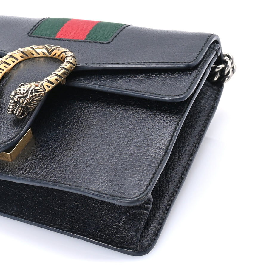 Gucci Calfskin Web Mini Dionysus Shoulder Bag Black Image 8