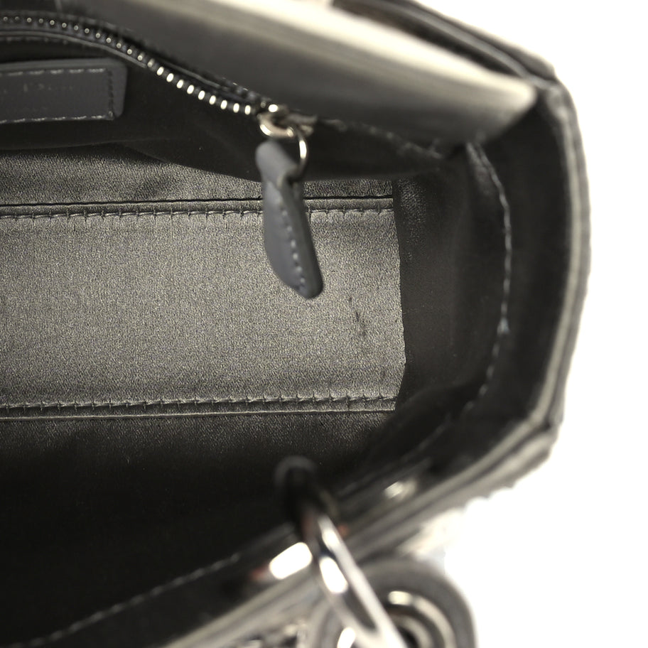 Christian Dior Satin Crystal Cannage Mini Lady Dior Grey Image 4