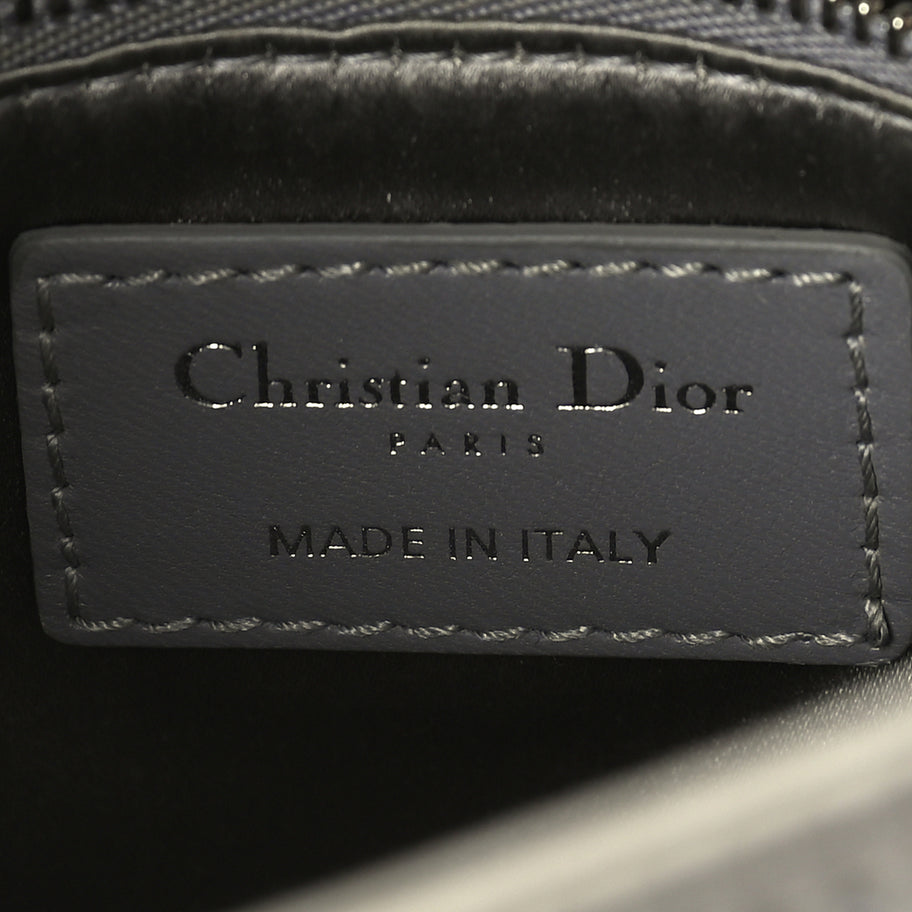 Christian Dior Satin Crystal Cannage Mini Lady Dior Grey Image 5