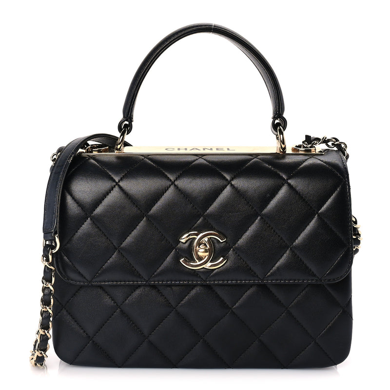  Chanel Lambskin Quilted Small Trendy CC Dual Handle Flap Bag  Black