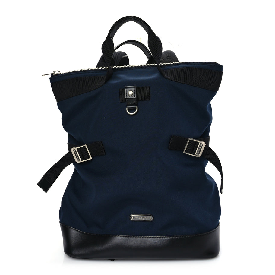 Saint Laurent Canvas Calfskin Rivington Race Convertible Backpack Black Navy Image 1