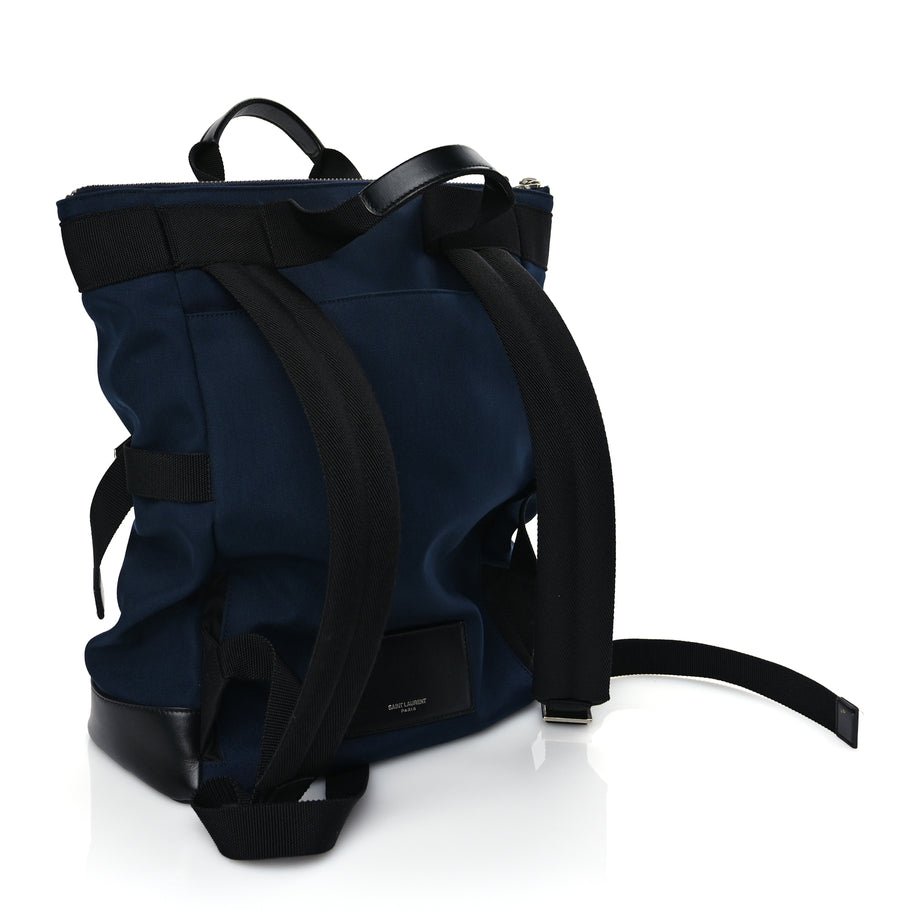 Saint Laurent Canvas Calfskin Rivington Race Convertible Backpack Black Navy Image 2