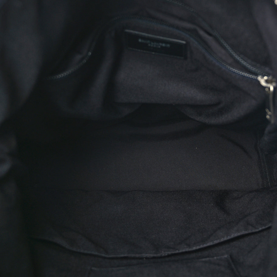 Saint Laurent Canvas Calfskin Rivington Race Convertible Backpack Black Navy Image 4