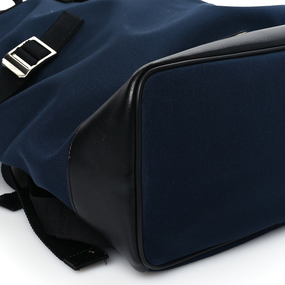 Saint Laurent Canvas Calfskin Rivington Race Convertible Backpack Black Navy Image 7
