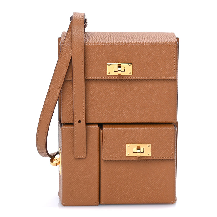 Hermes Epsom Kelly Multi Pocket Pochette To Go Gold Image 1