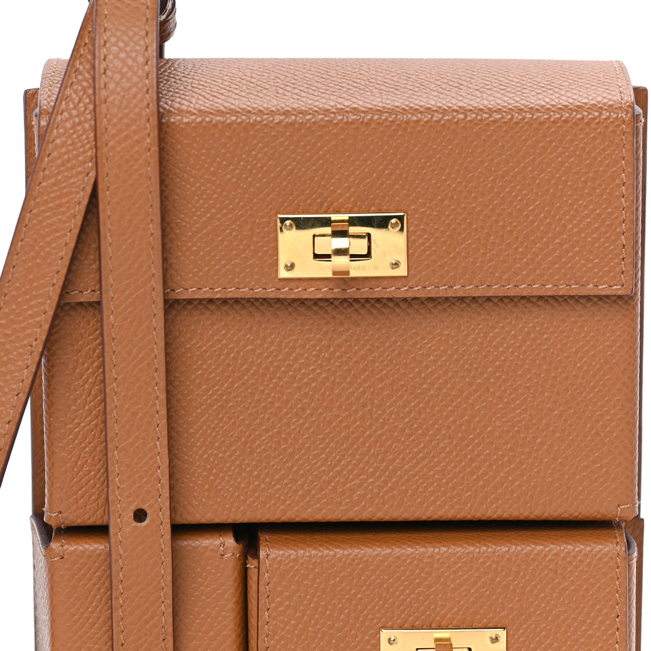 Hermes Epsom Kelly Multi Pocket Pochette To Go Gold Image 6