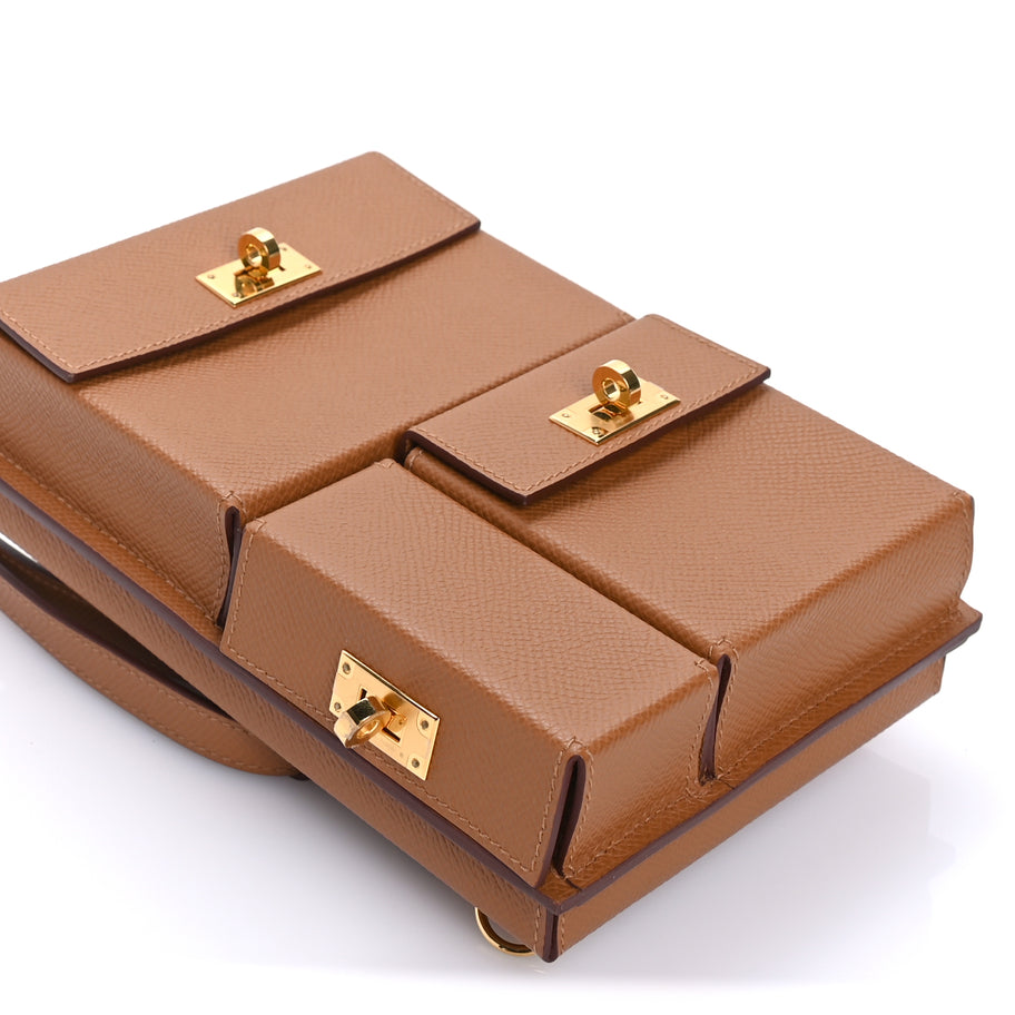 Hermes Epsom Kelly Multi Pocket Pochette To Go Gold Image 7
