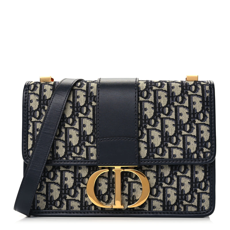  Christian Dior Oblique 30 Montaigne Flap Bag Blue