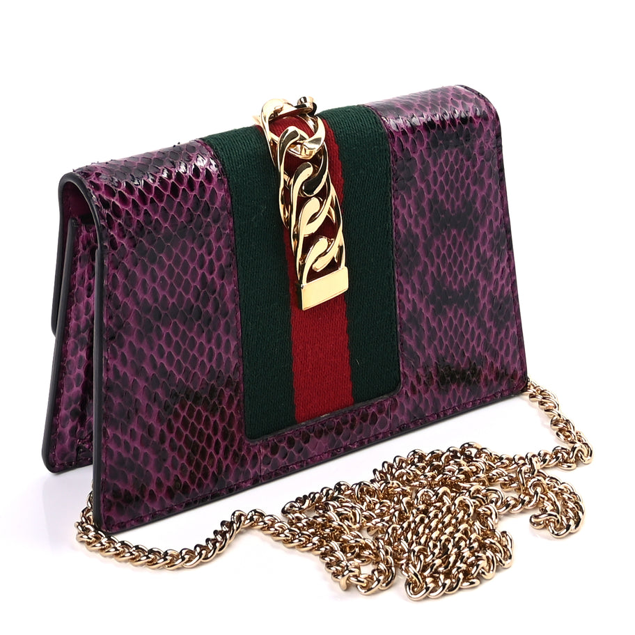 Gucci Snakeskin Web Super Mini Sylvie Chain Shoulder Bag Purple Image 2
