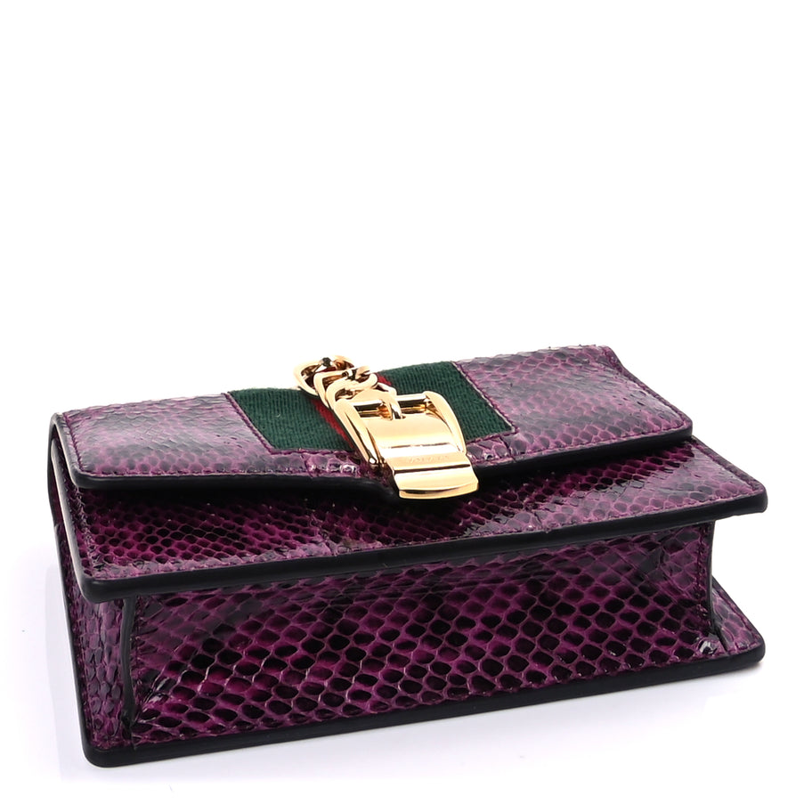Gucci Snakeskin Web Super Mini Sylvie Chain Shoulder Bag Purple Image 3