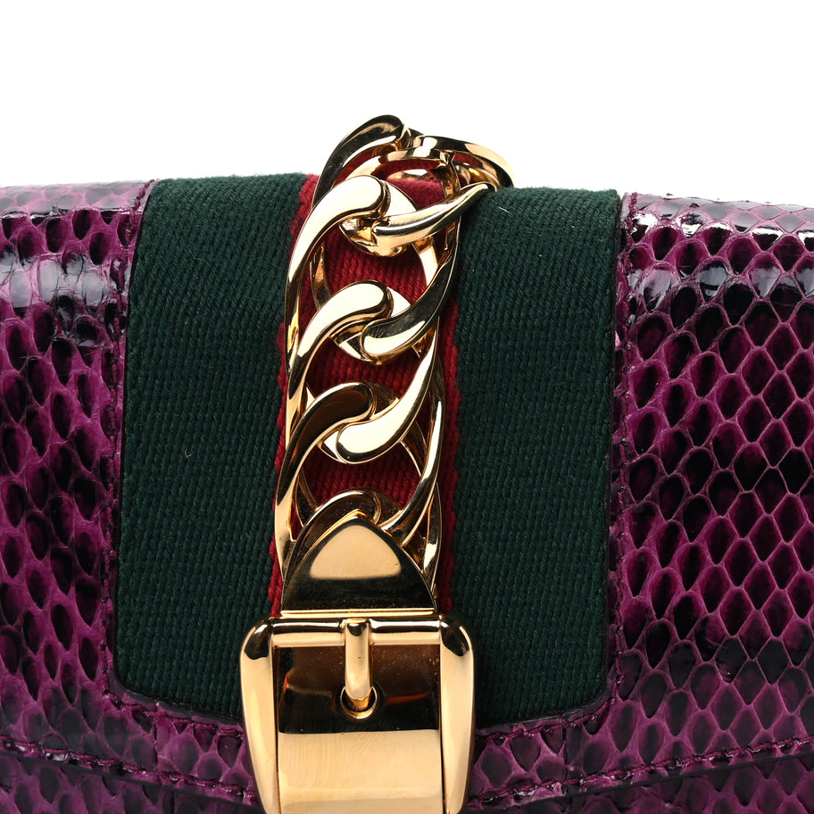Gucci Snakeskin Web Super Mini Sylvie Chain Shoulder Bag Purple Image 6