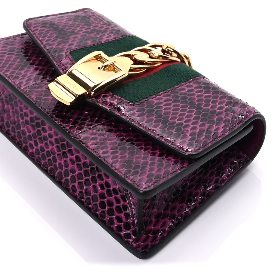 Gucci Snakeskin Web Super Mini Sylvie Chain Shoulder Bag Purple Image 8