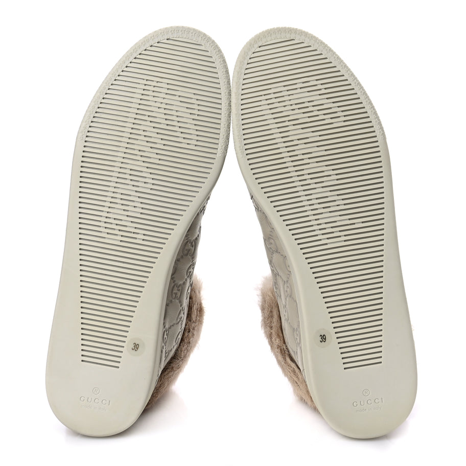 Gucci Guccissima Rabbit Fur Coda High Top Sneakers 39 White Image 5