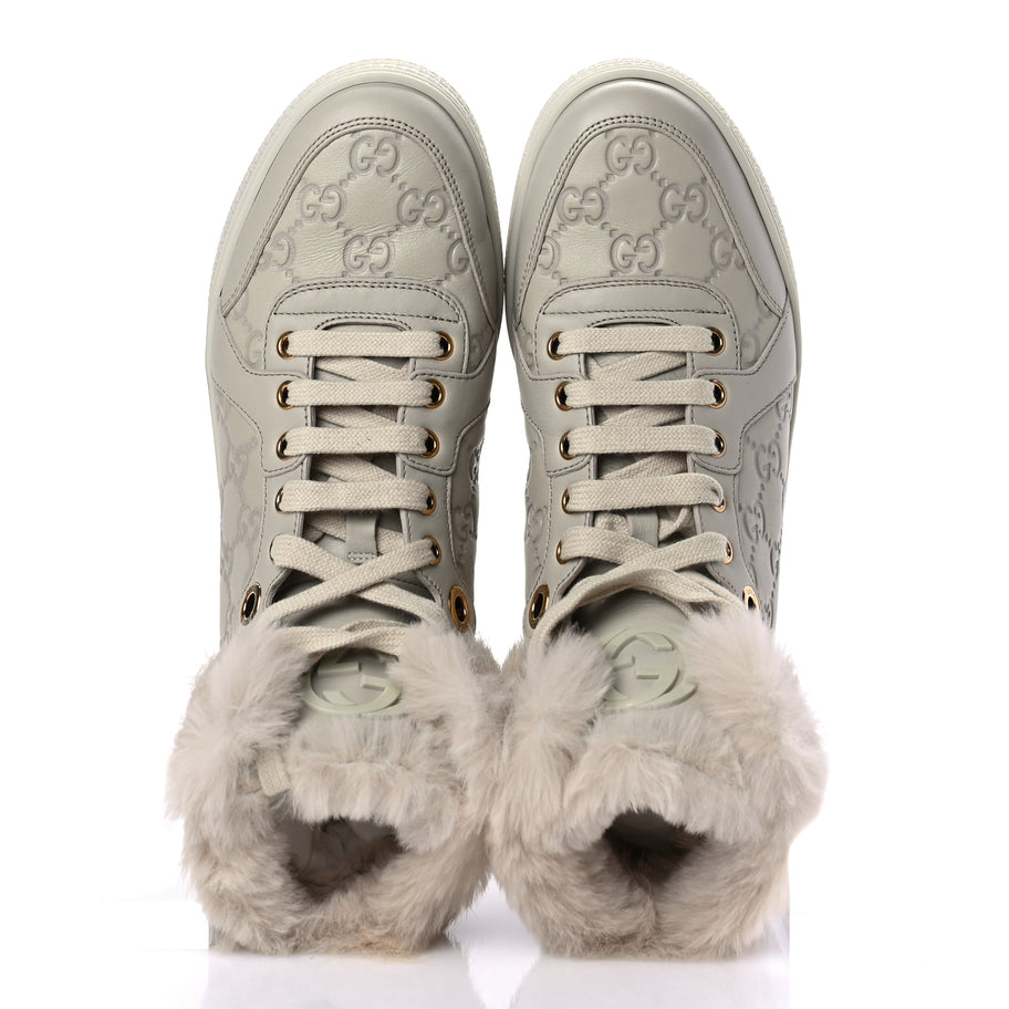 Gucci Guccissima Rabbit Fur Coda High Top Sneakers 39 White Image 6