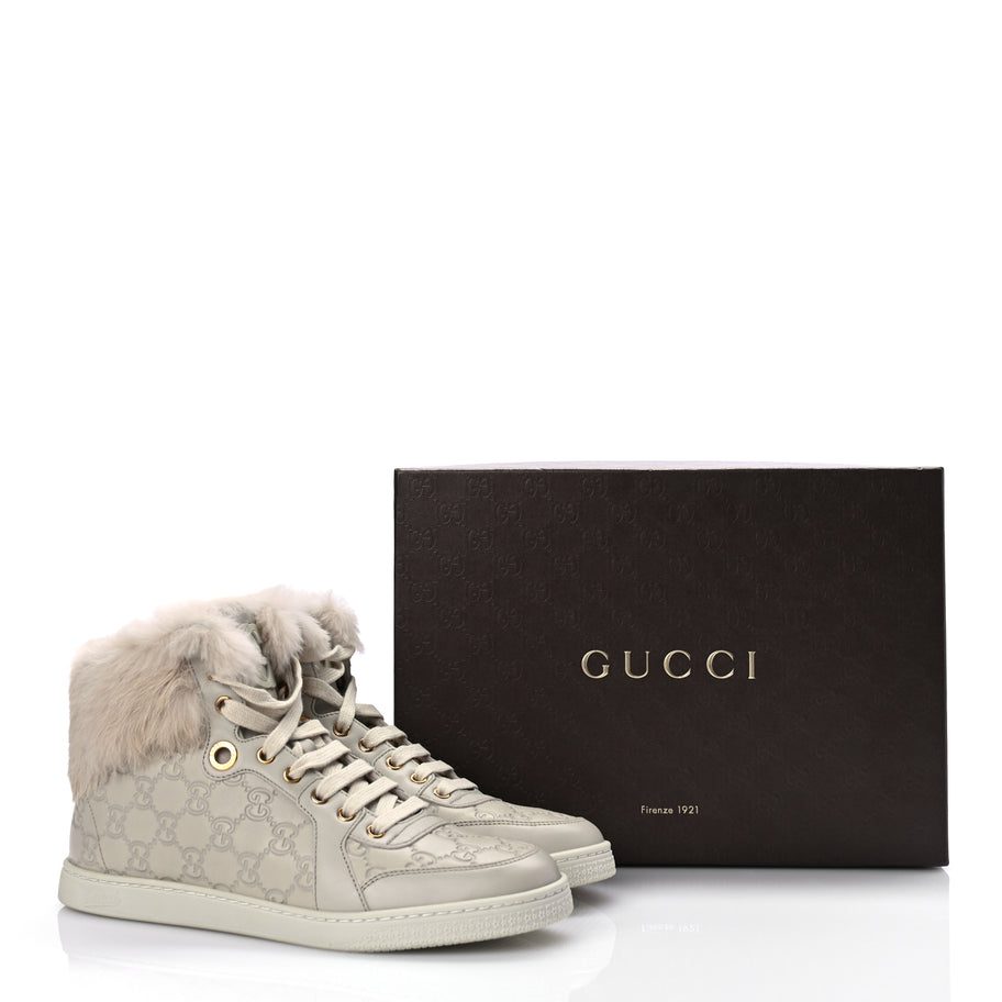 Gucci Guccissima Rabbit Fur Coda High Top Sneakers 39 White Image 10