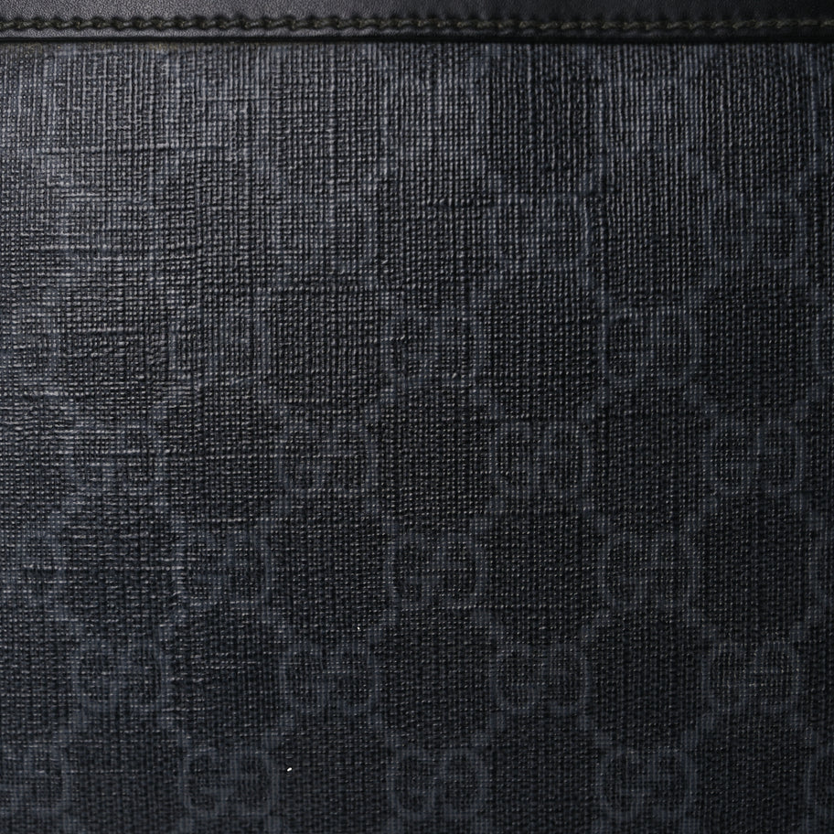 Gucci GG Supreme Monogram Appia Calfskin Web Flat Messenger Bag Black Grey Image 7