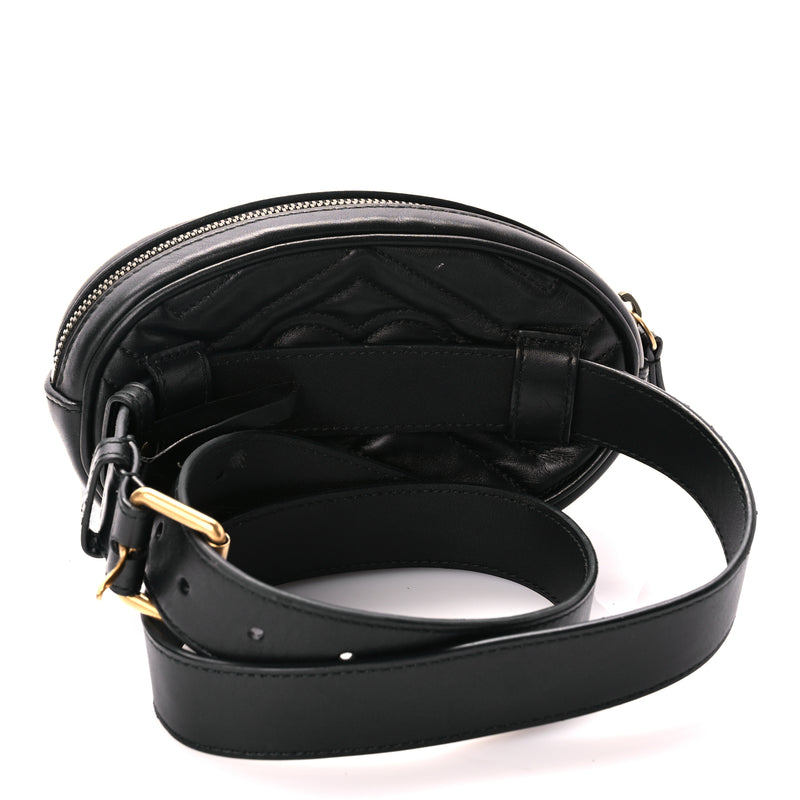  Gucci Calfskin Matelasse GG Marmont Belt Bag 85 Black