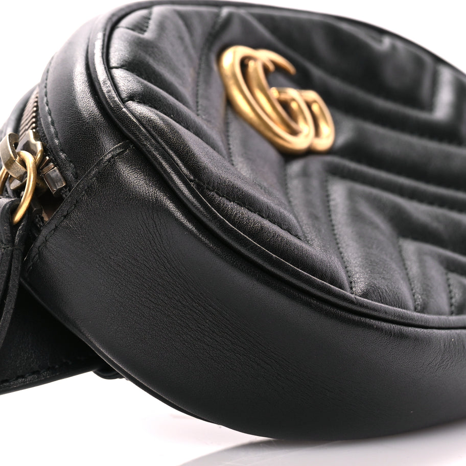 Gucci Calfskin Matelasse GG Marmont Belt Bag 85 Black Image 8