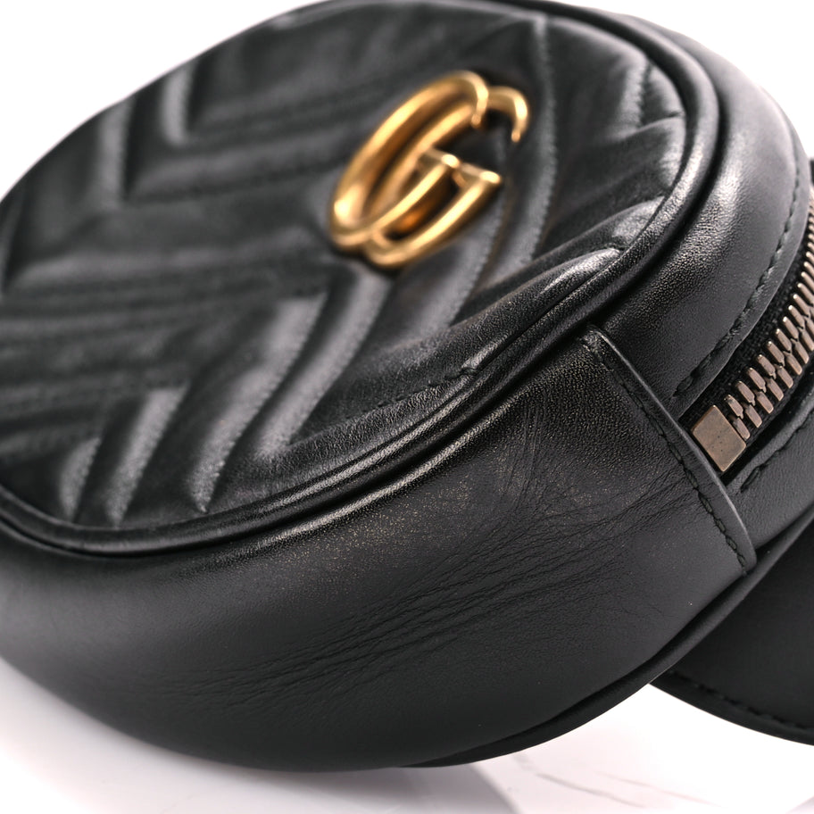 Gucci Calfskin Matelasse GG Marmont Belt Bag 85 Black Image 9