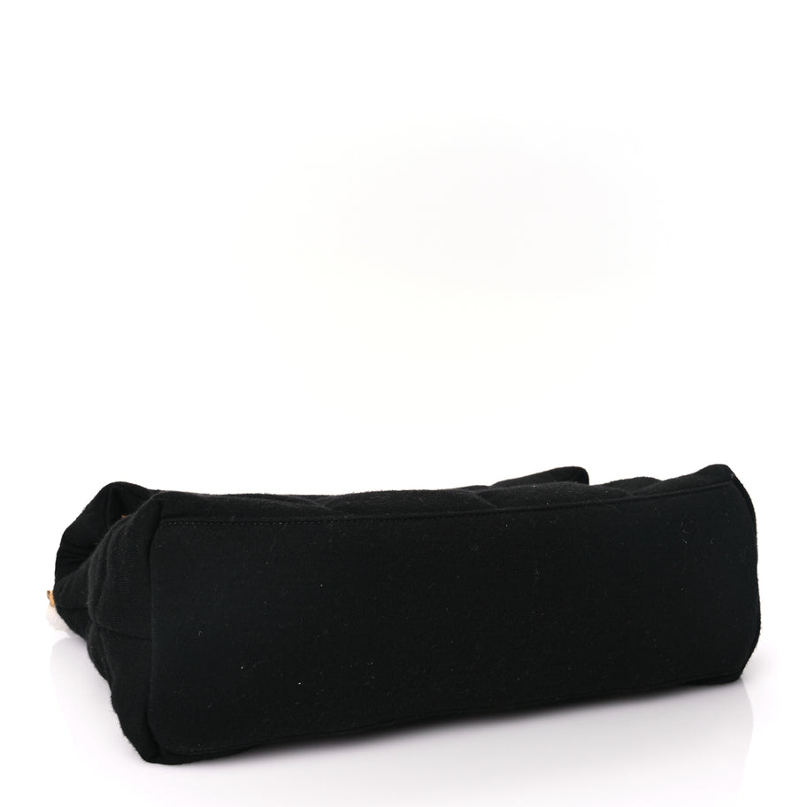 Saint Laurent Wool Jersey Quilted Medium Loulou Puffer Monogram Chain Satchel Black Image 3