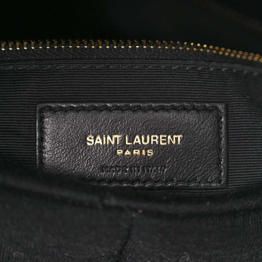 Saint Laurent Wool Jersey Quilted Medium Loulou Puffer Monogram Chain Satchel Black Image 5