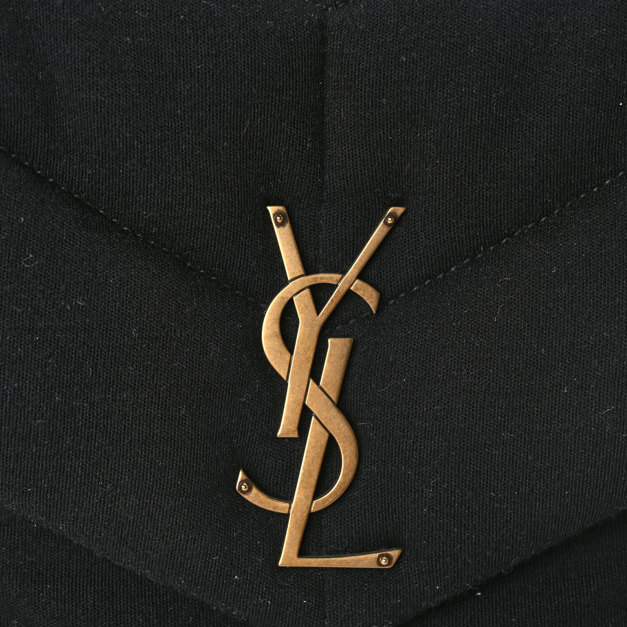 Saint Laurent Wool Jersey Quilted Medium Loulou Puffer Monogram Chain Satchel Black Image 6