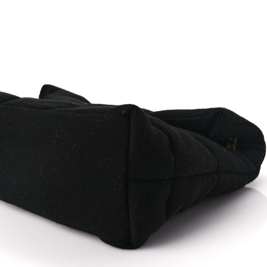 Saint Laurent Wool Jersey Quilted Medium Loulou Puffer Monogram Chain Satchel Black Image 8