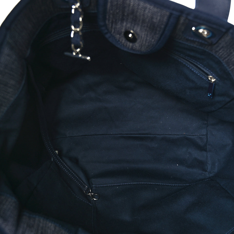 Chanel Denim Large Deauville Tote Dark Blue Image 4