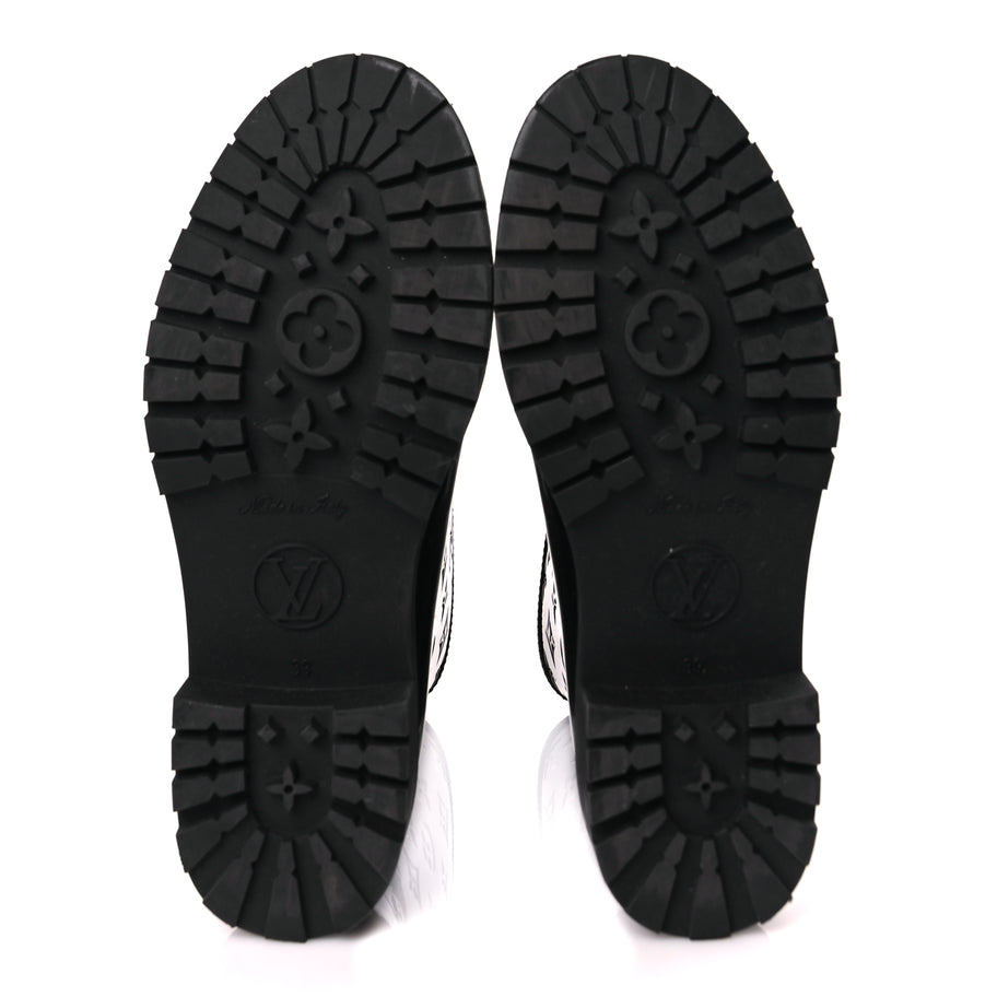 Louis Vuitton Rubber Embossed Monogram Drops Flat Half Boots 39 Black Image 5