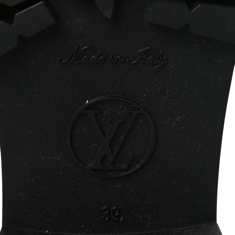 Louis Vuitton Rubber Embossed Monogram Drops Flat Half Boots 39 Black Image 6
