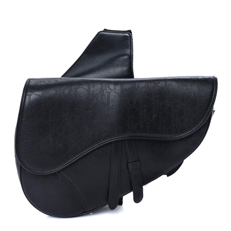 Christian Dior Calfskin Perforated Oblique Galaxy Mens Saddle Bag  Black Image 1