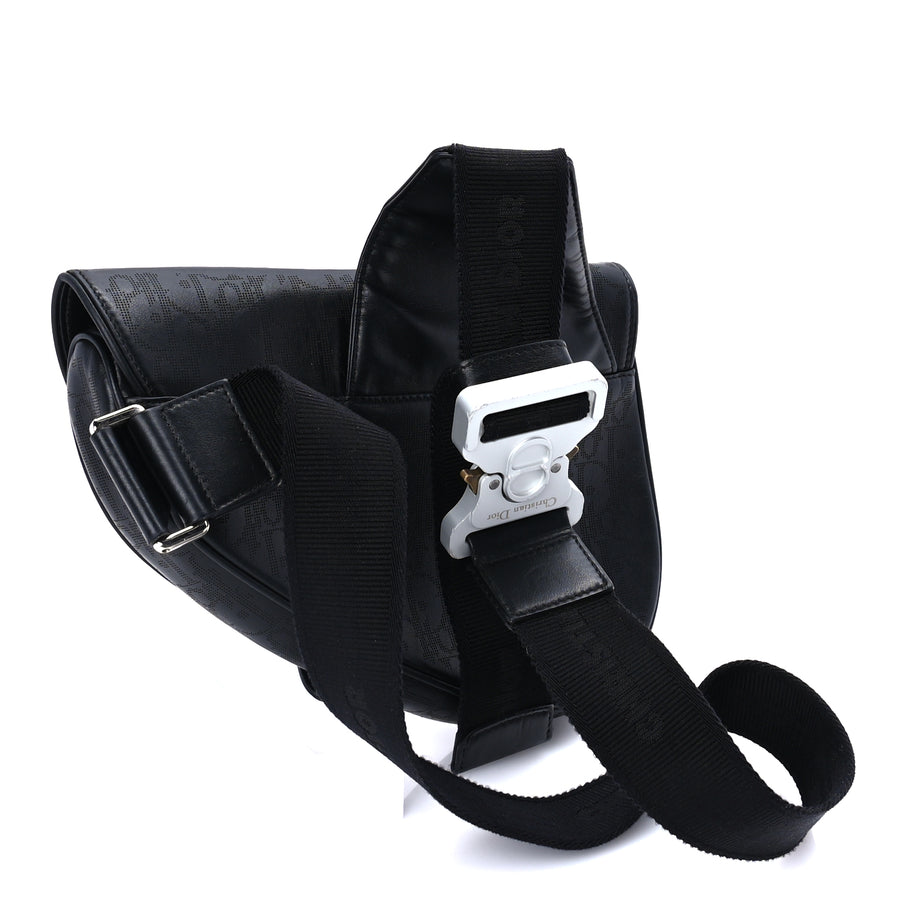 Christian Dior Calfskin Perforated Oblique Galaxy Mens Saddle Bag  Black Image 2