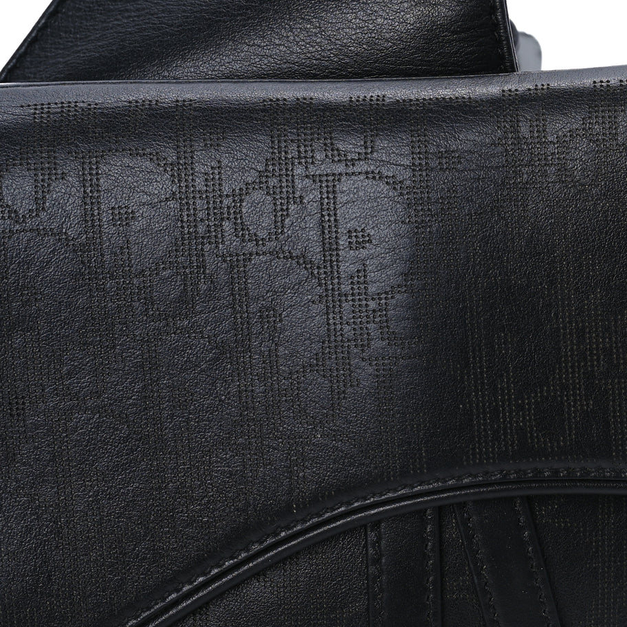 Christian Dior Calfskin Perforated Oblique Galaxy Mens Saddle Bag  Black Image 6