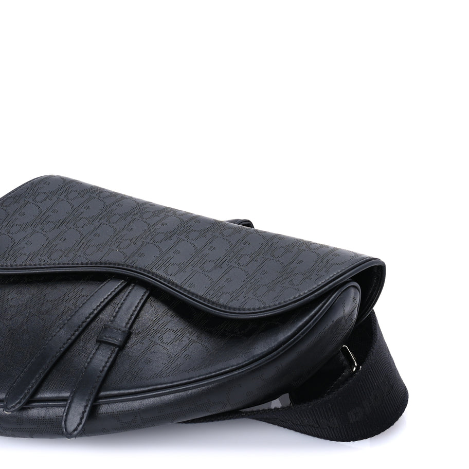 Christian Dior Calfskin Perforated Oblique Galaxy Mens Saddle Bag  Black Image 8