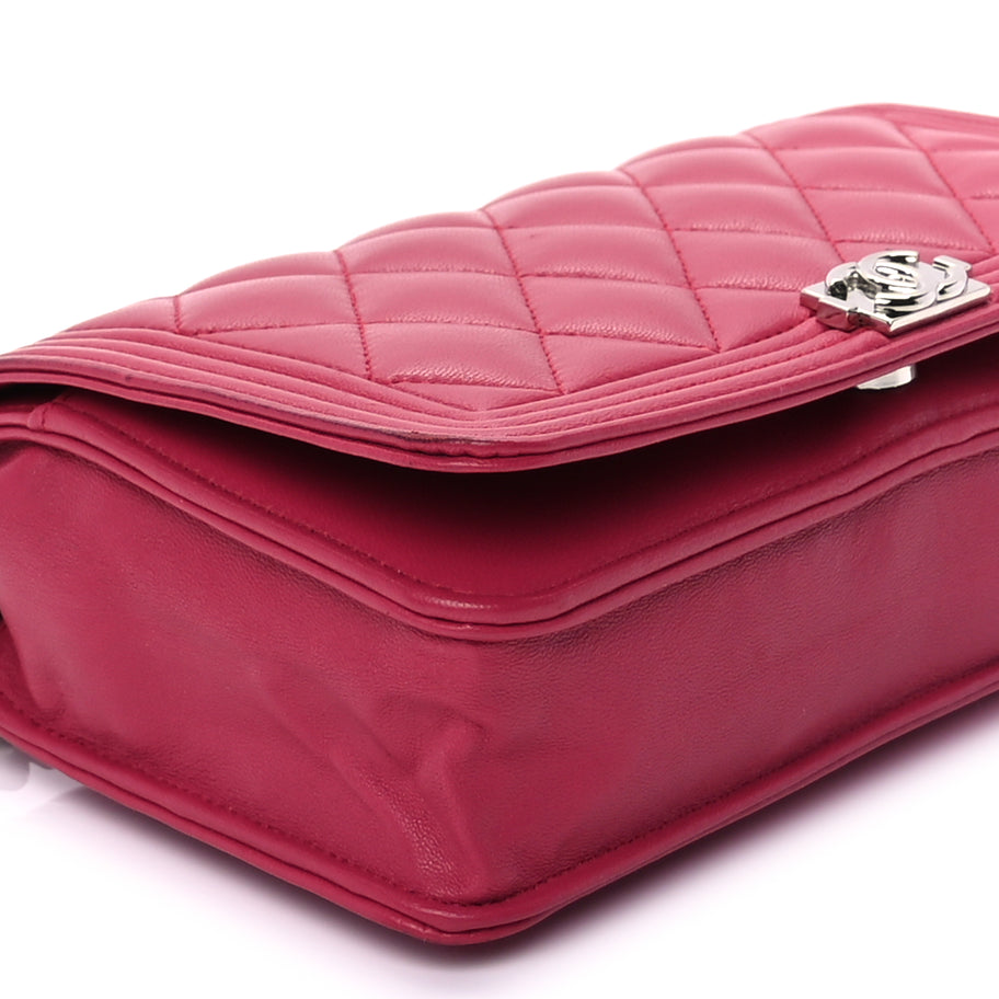 Chanel Lambskin Quilted Boy Wallet On Chain WOC  Pink Image 8