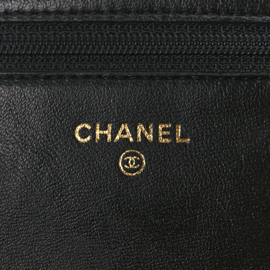Chanel Crackled Patent Calfskin Puzzle Reissue Wallet On Chain WOC Black Image 5