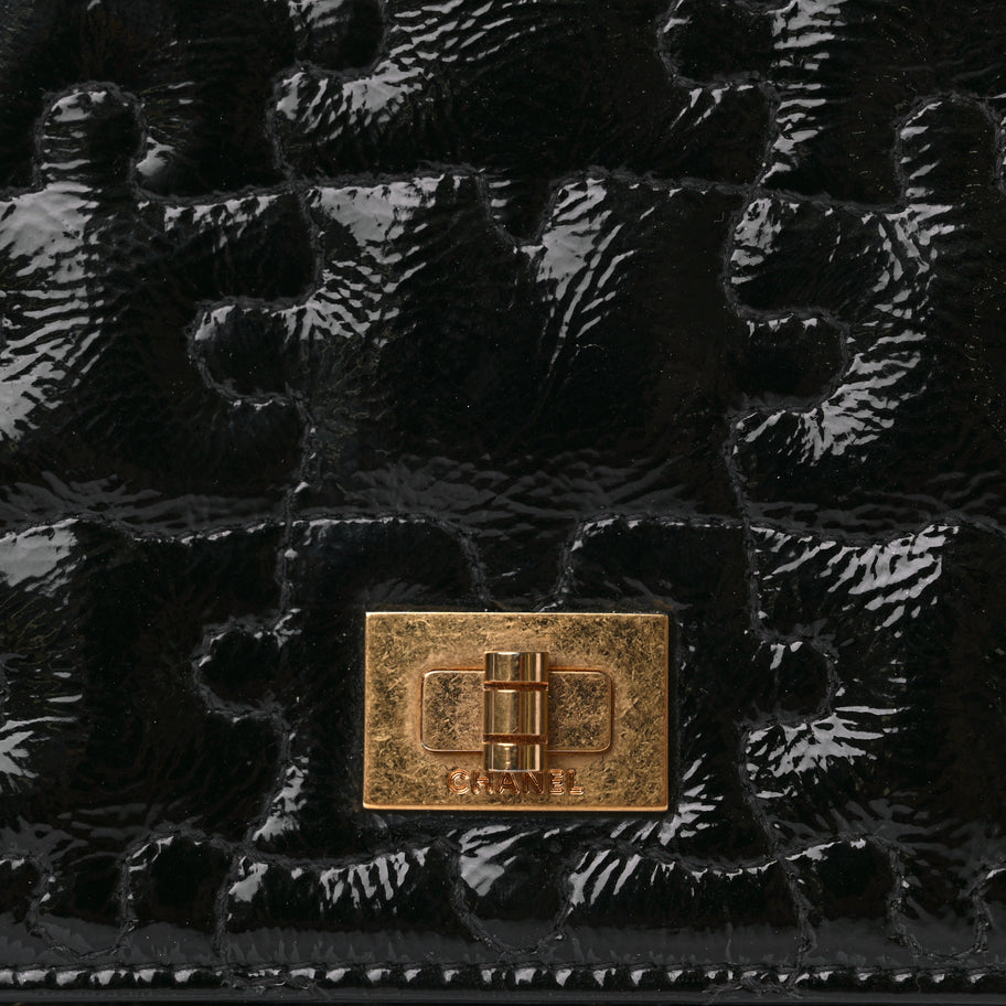 Chanel Crackled Patent Calfskin Puzzle Reissue Wallet On Chain WOC Black Image 7